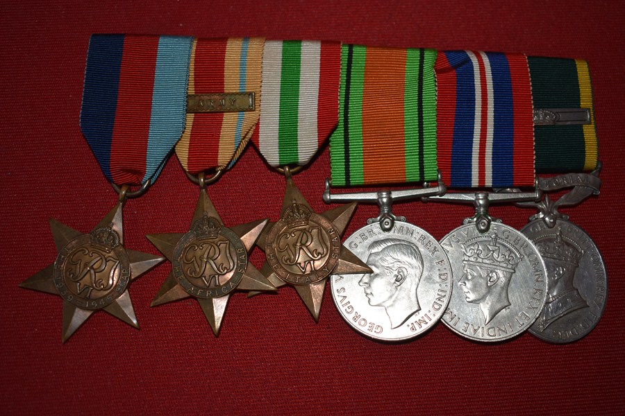 WW2 BRITISH 6 MEDAL GROUP AFRICA STAR & TERRITORIAL EFFICIENCY MEDAL -SOLD